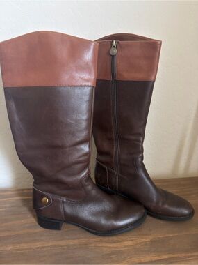 Franco Sarto Classic Two-Tone Brown Women's Riding Boots